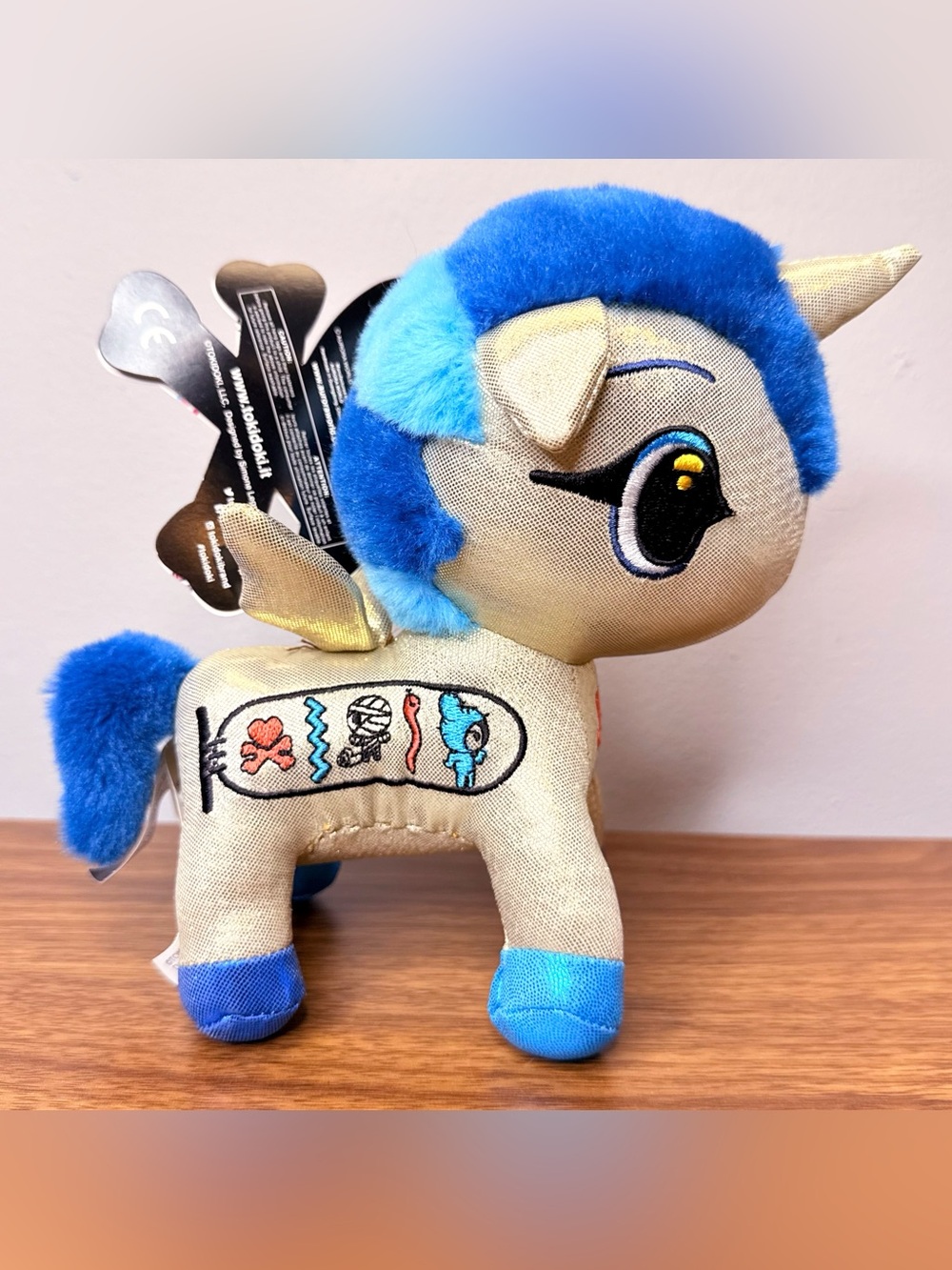 Tokidoki Unicorno Cleo Egyptian Hieroglyphics Gold & Blue 8” Plush